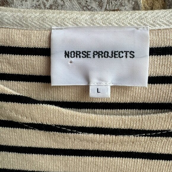 Norse Projects Black and Cream Striped Jersey - Picture 3 of 7